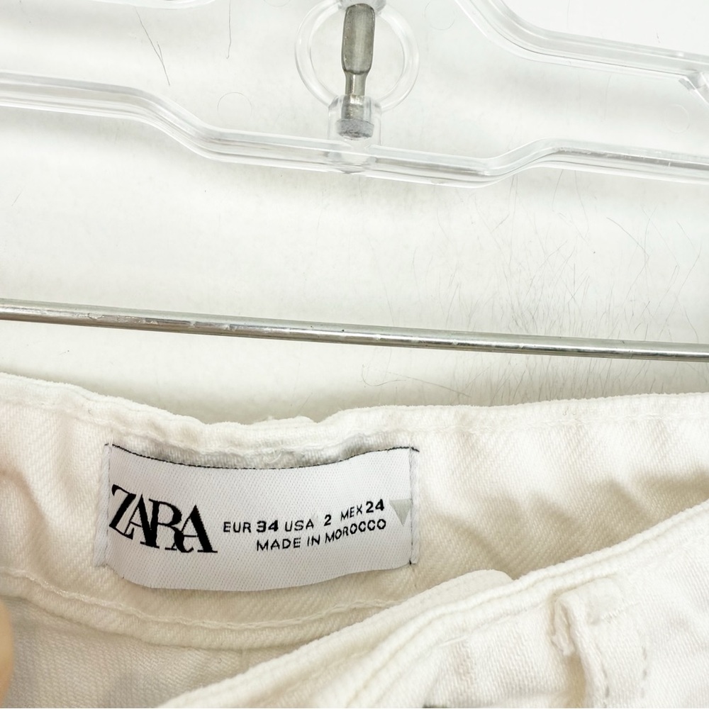 Zara White Cut Out Straight Denim Jeans Size 2 NWT - Picture 5 of 8